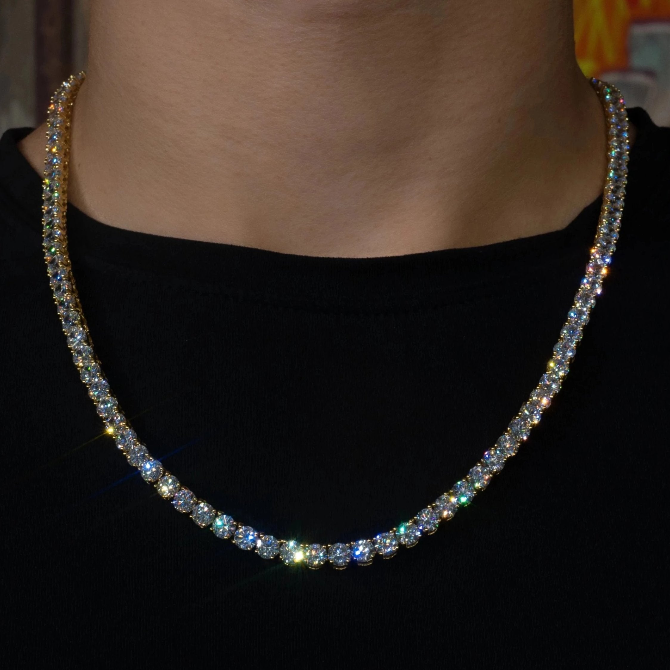 5mm Tennis Chain - 18K White Gold · male-model
