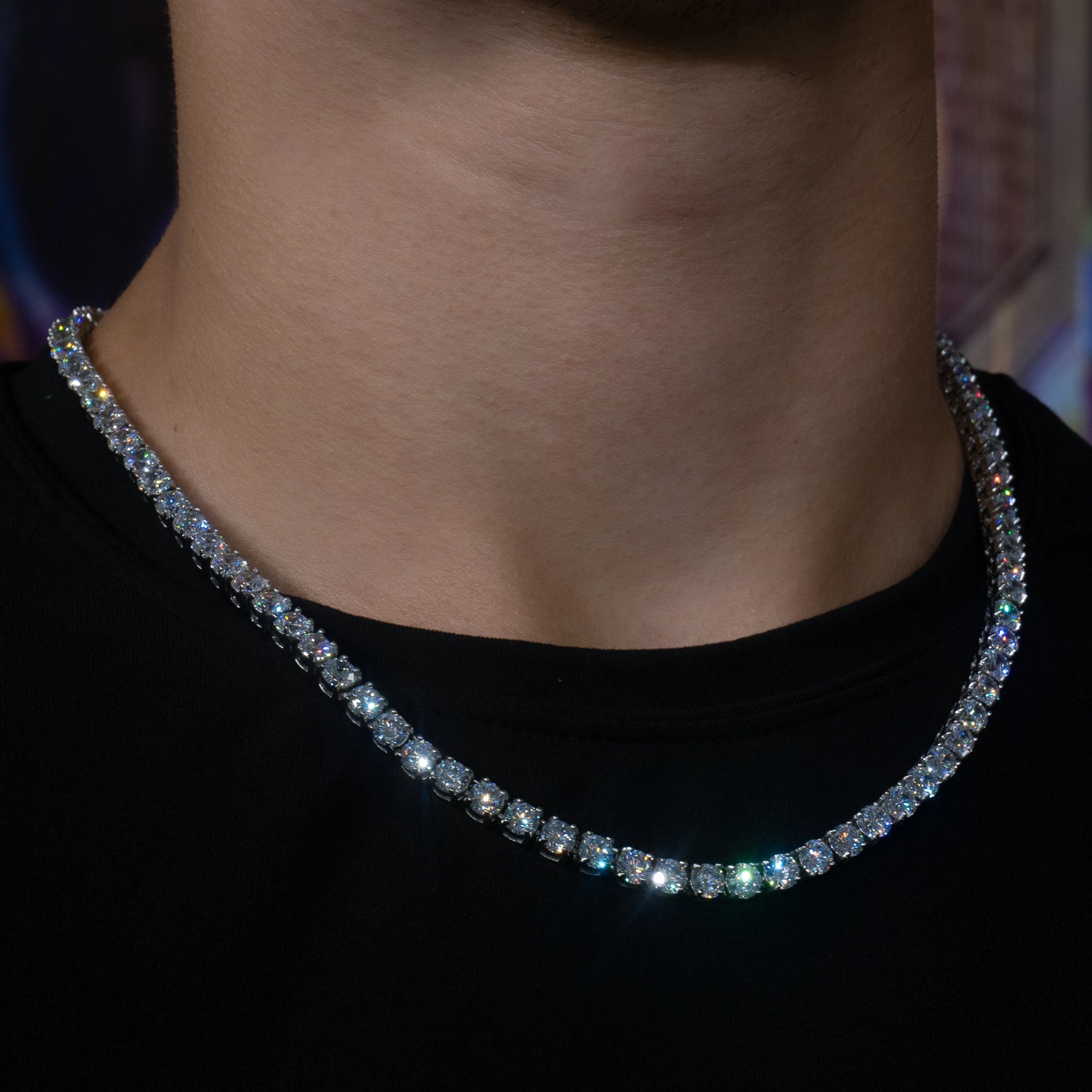 5mm Tennis Chain - 18K White Gold · male-model