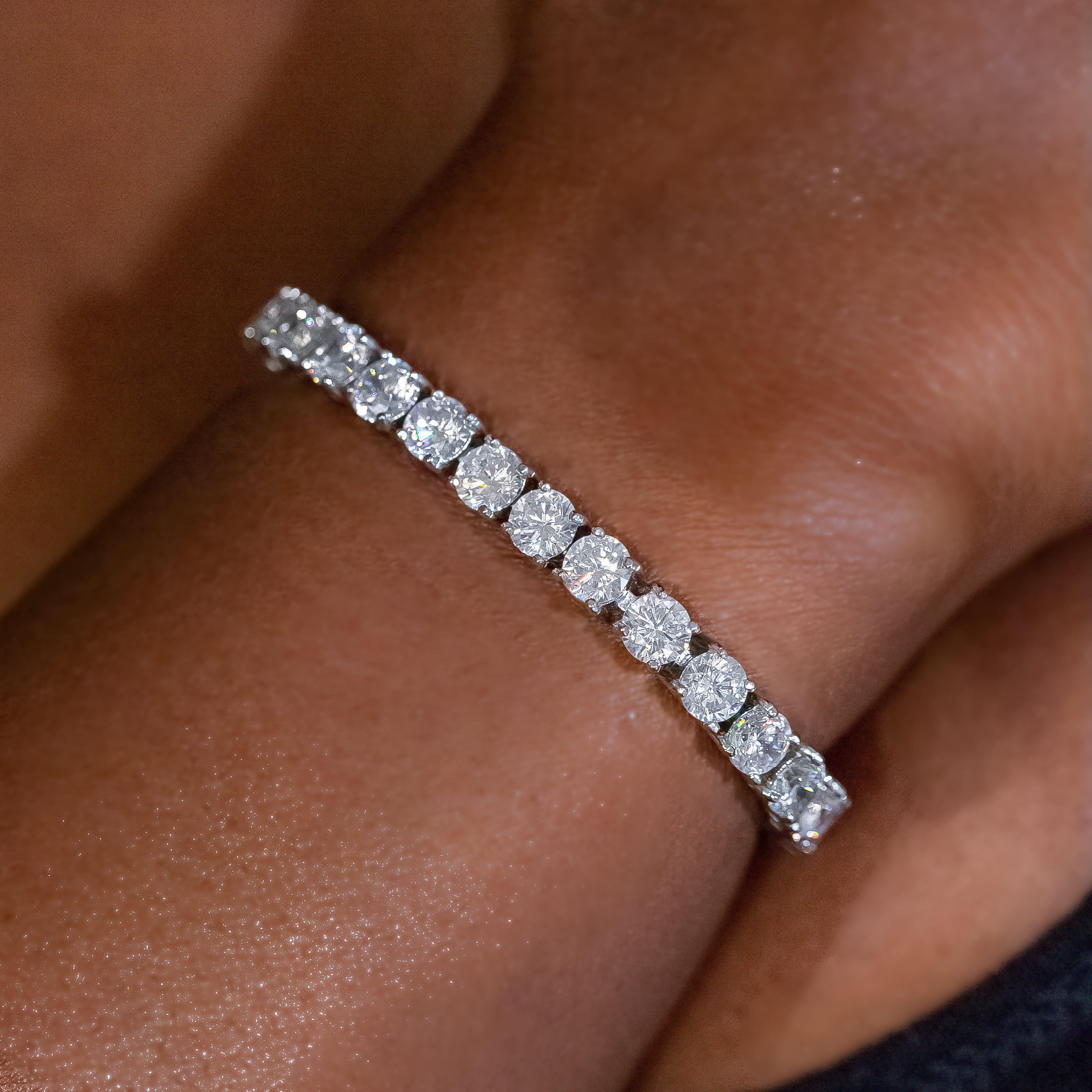 5mm White Gold Diamond Tennis Bracelet in 18K White Gold | SKRT® · female-model