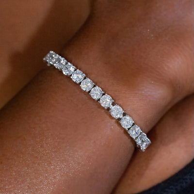 5mm White Gold Diamond Tennis Bracelet · female-model
