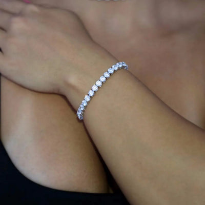 5mm White Gold Diamond Tennis Bracelet · female-model