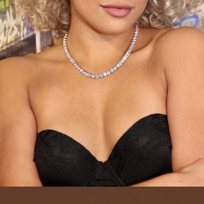 6mm Diamond Tennis Choker/ Necklace in 18K Rose Gold - product image · female-model