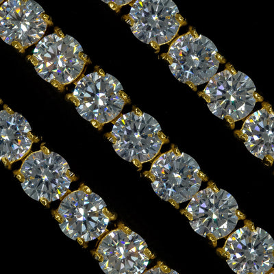 6mm Diamond Tennis Choker/ Necklace 18K Yellow Gold · female-model