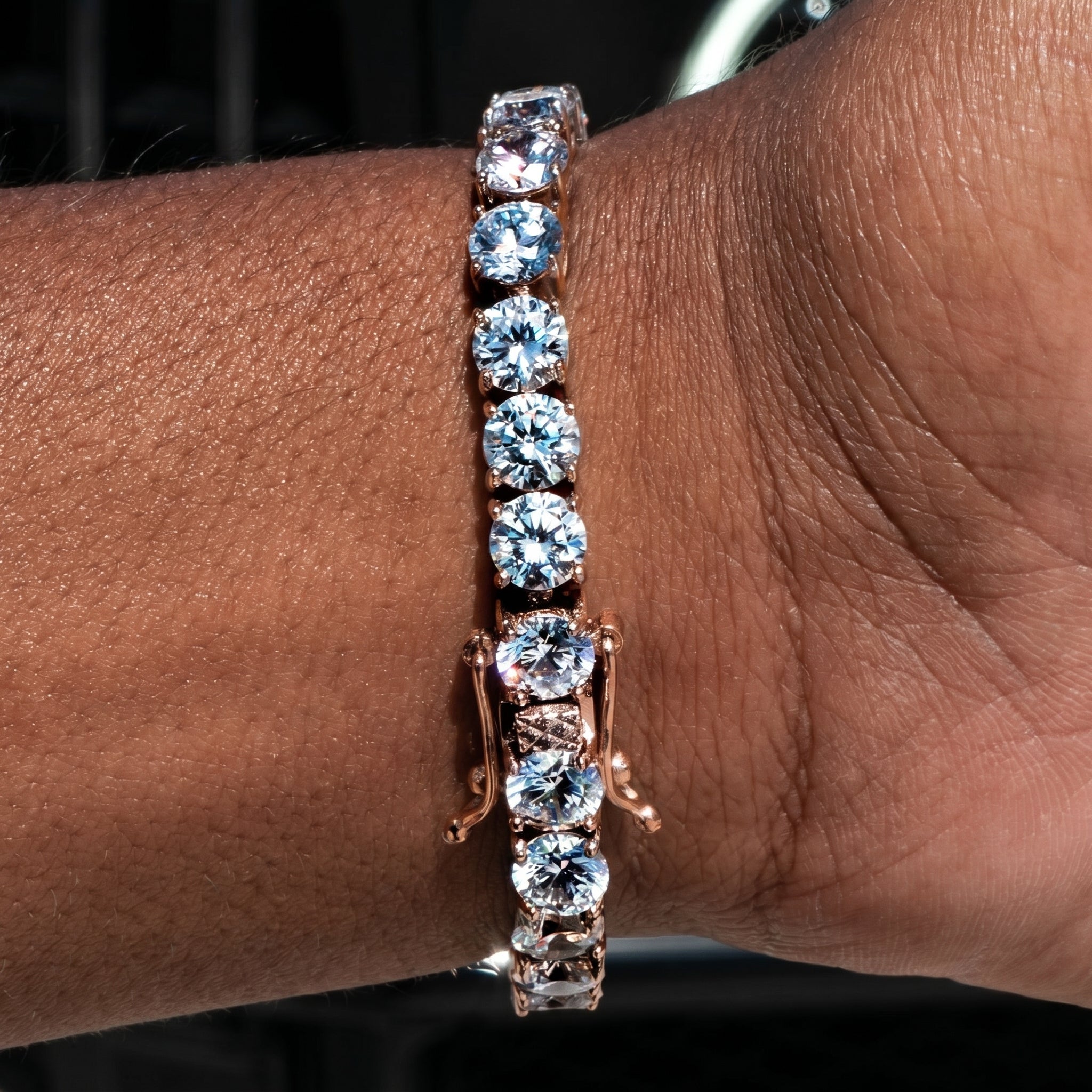 6mm Rose Gold Tennis Bracelet - 18K Rose Gold · male-model