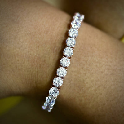6mm Rose Gold Diamond Tennis Bracelet in 18K Rose Gold | SKRT® · female-model