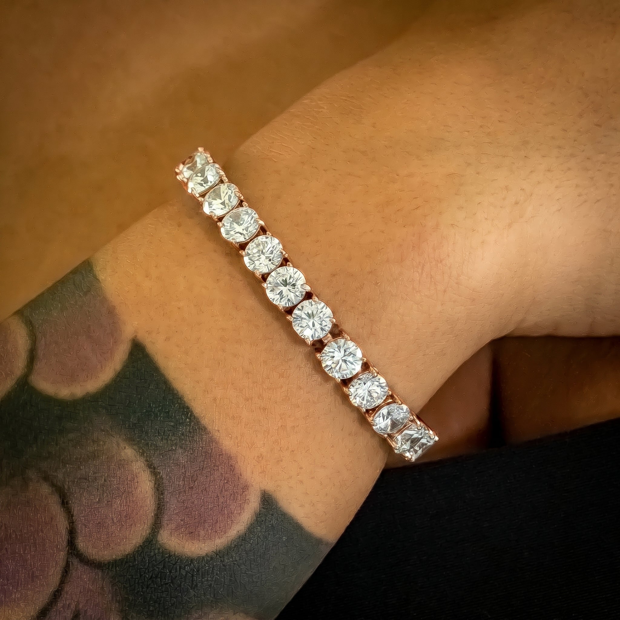 6mm Rose Gold Diamond Tennis Bracelet (view 3 of 3) · female-model