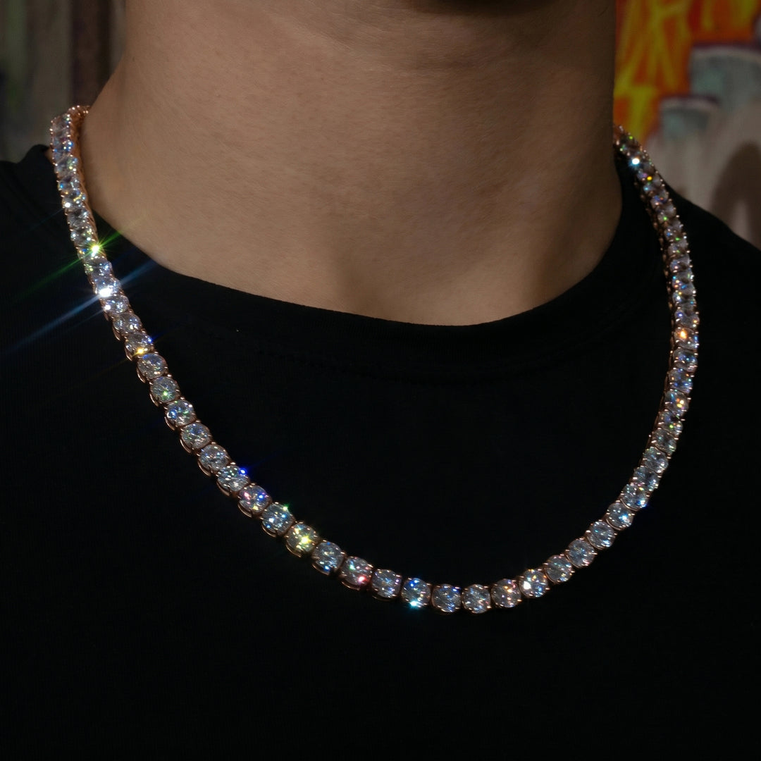 6mm Rose Gold Tennis Chain - 18K Rose Gold · male-model