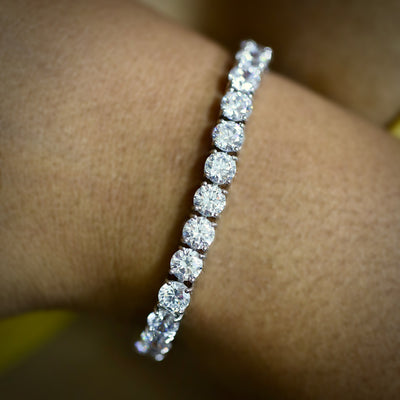 6mm White Gold Diamond Tennis Bracelet in 18K White Gold | SKRT® · female-model