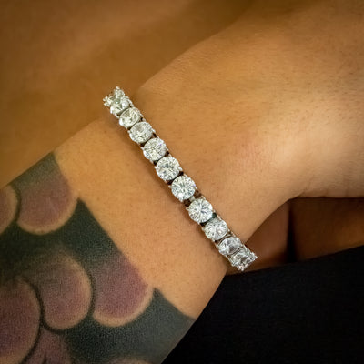 6mm White Gold Diamond Tennis Bracelet (view 3 of 3) · female-model