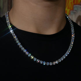 6mm White Gold Tennis Chain - 18K White Gold · male-model