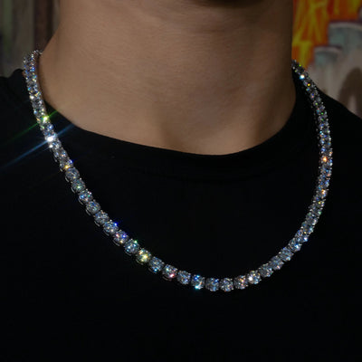 6mm White Gold Tennis Chain - 18K White Gold · male-model