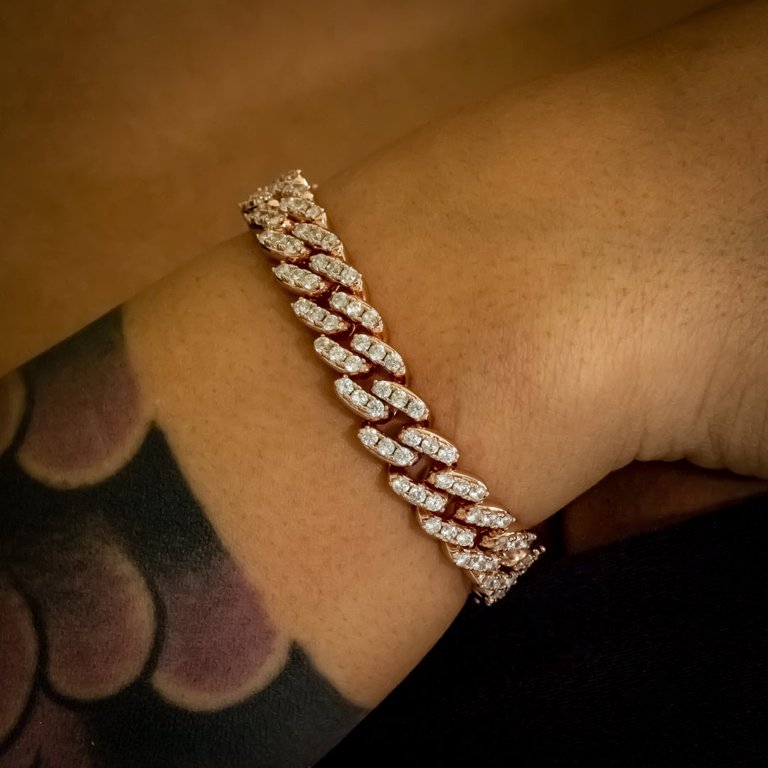 8mm Rose Gold Cuban Link Bracelet in 18K Rose Gold | SKRT® · female-model