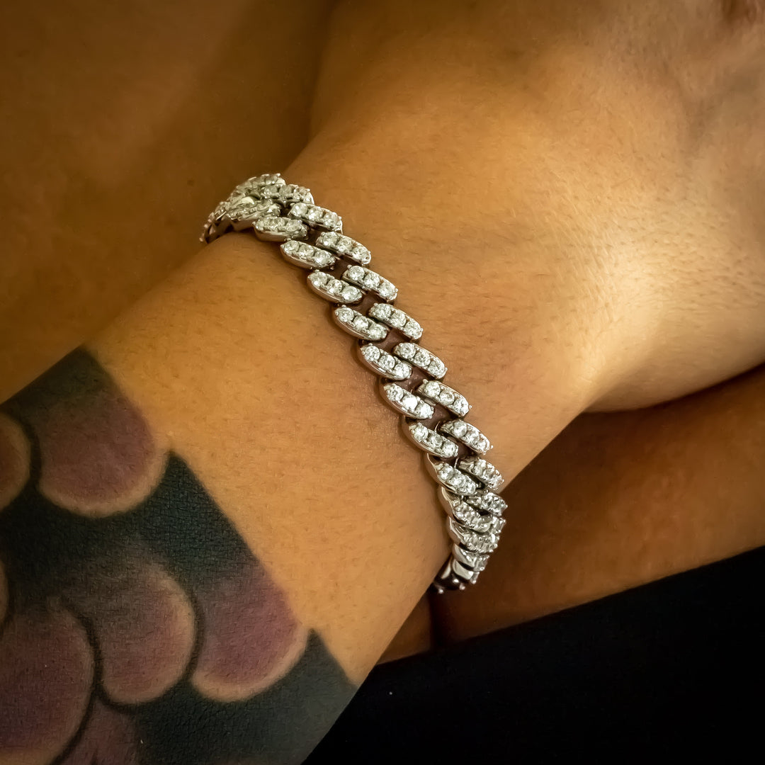 8mm White Gold Cuban Link Bracelet | SKRT® · female-model