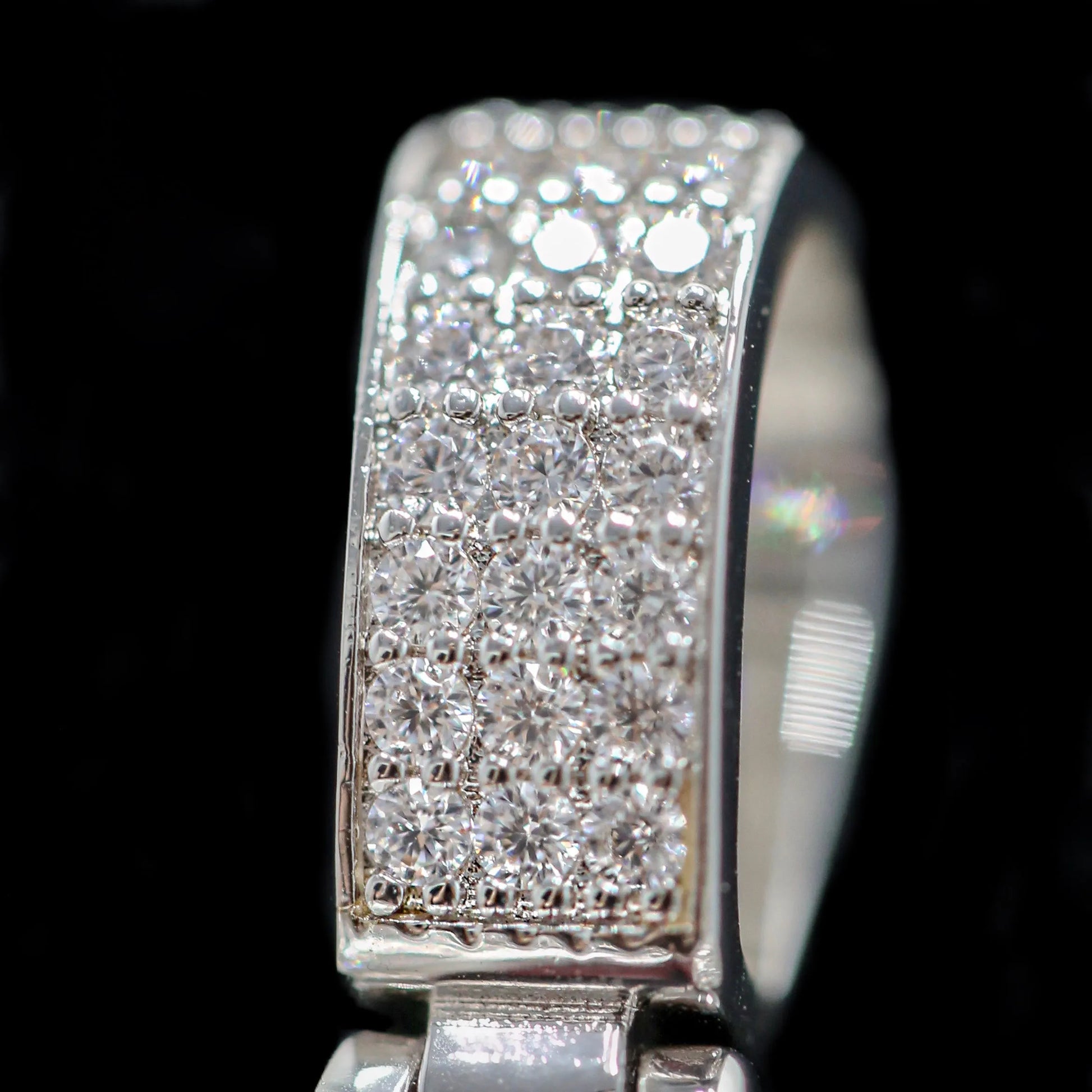 Iced Out Broken Heart in White Gold