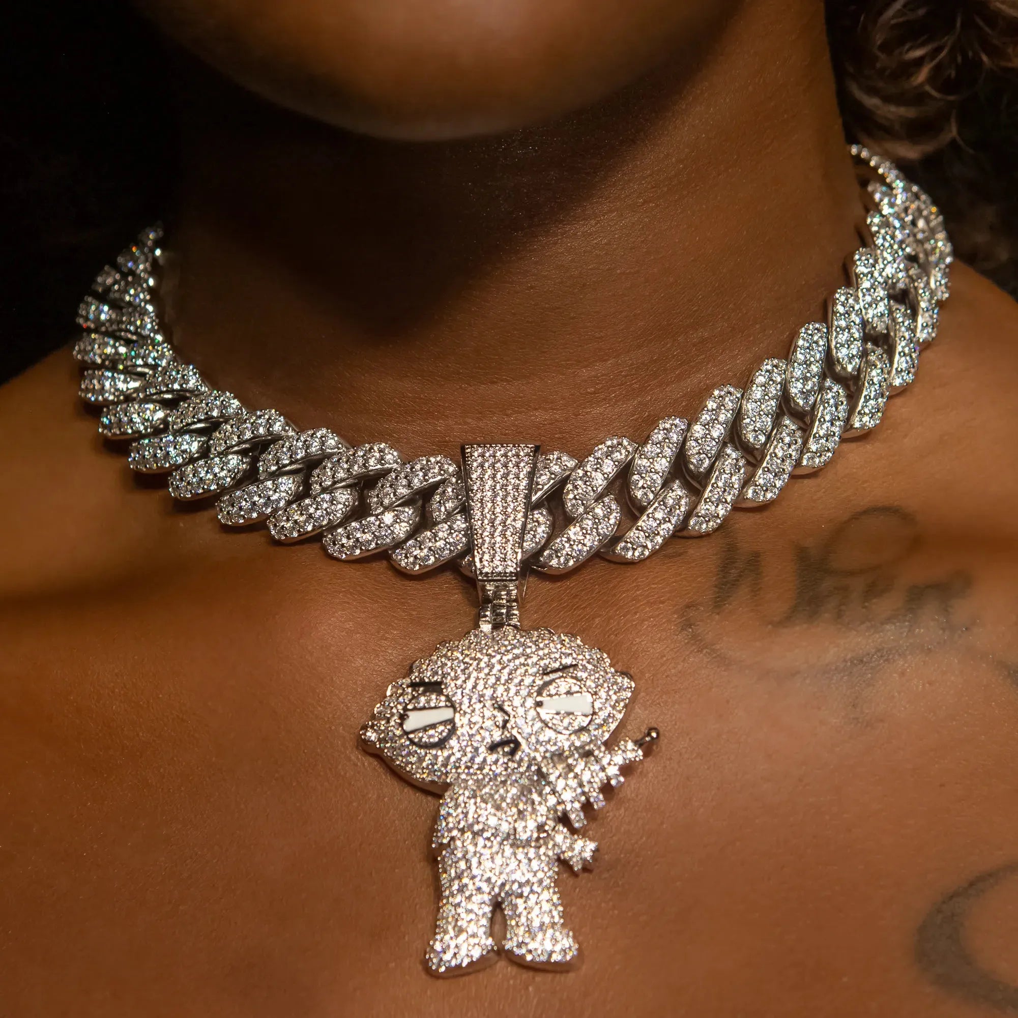 Iced Out Diamond Stewie Pendant