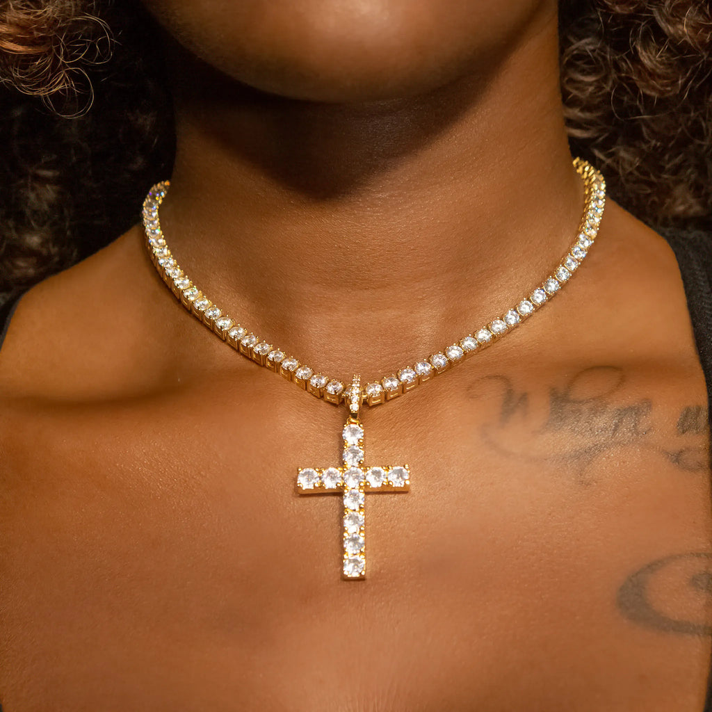 Iced Out Original Diamond Cross in Yellow Gold