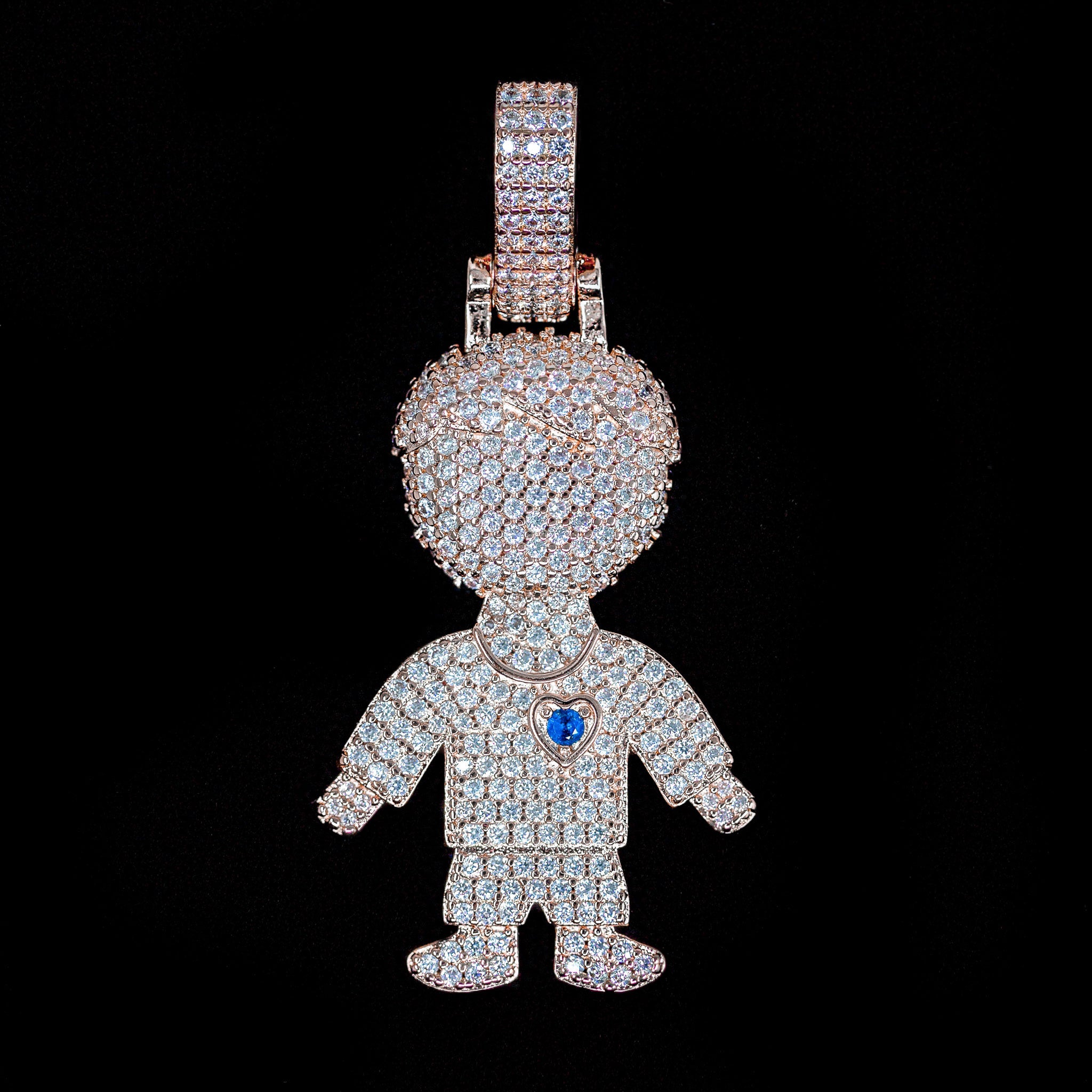 Iced Out Boy Pendant in Rose Gold