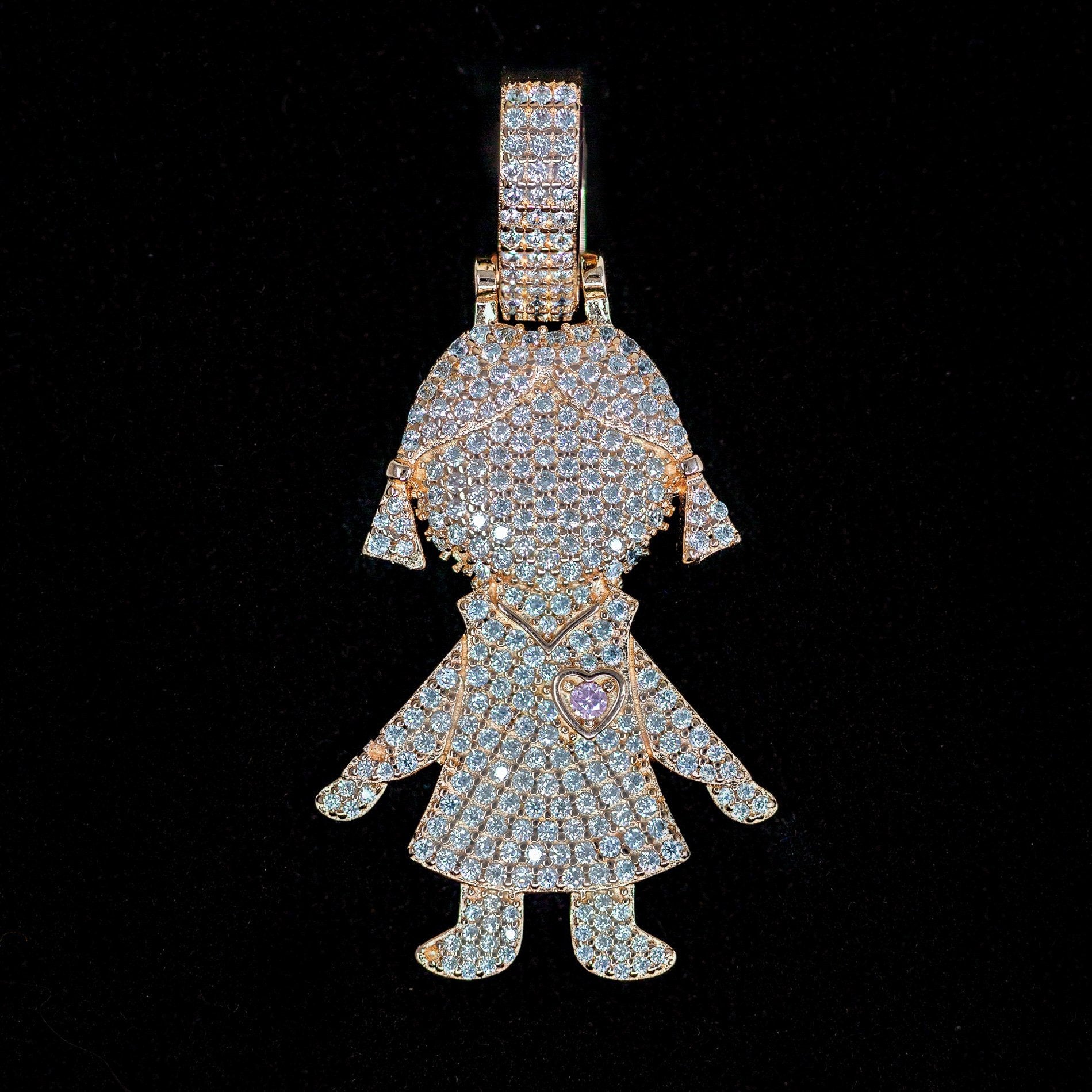 Diamond Girl Pendant in 18K Rose Gold