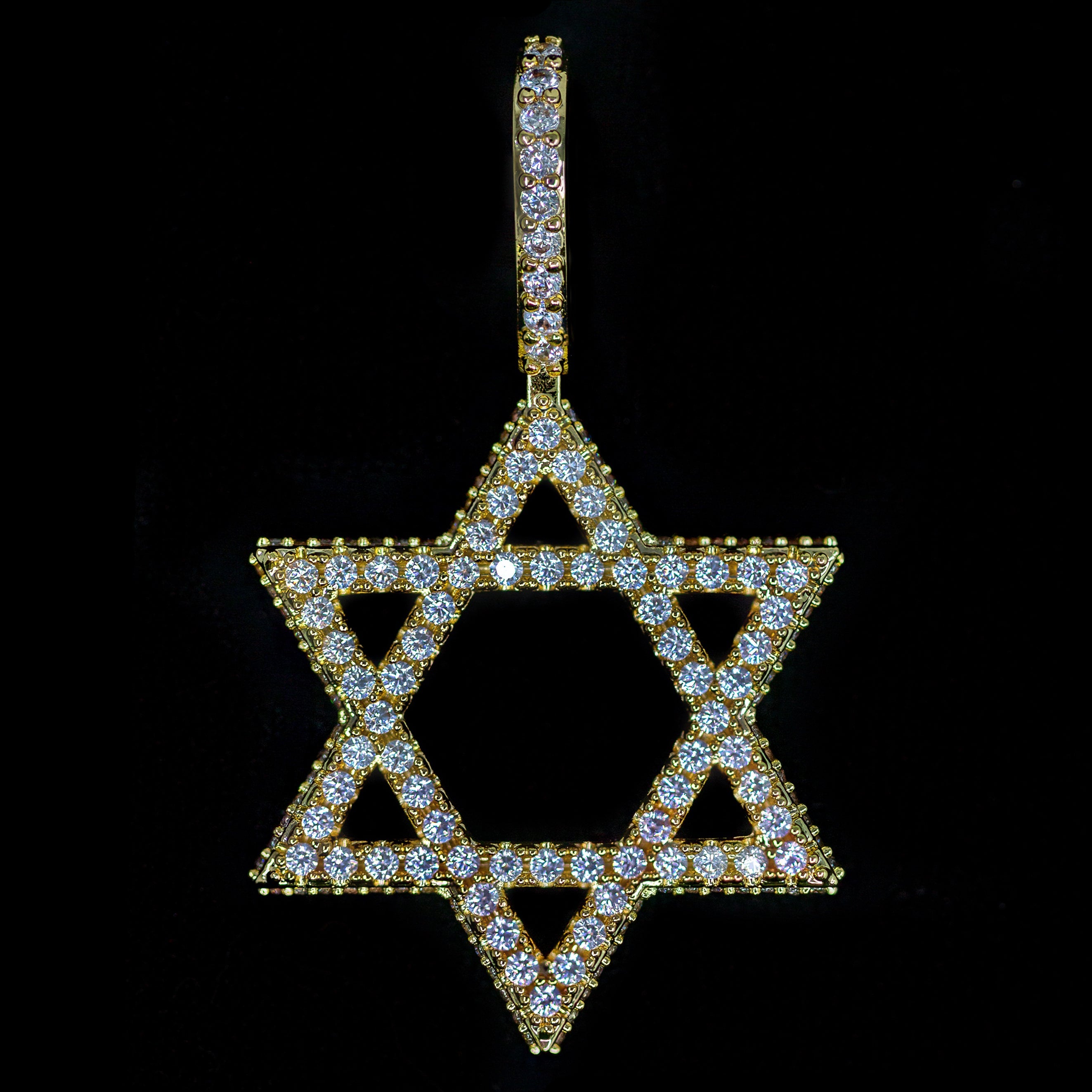 Iced Out Star of David in 18K Yellow Gold