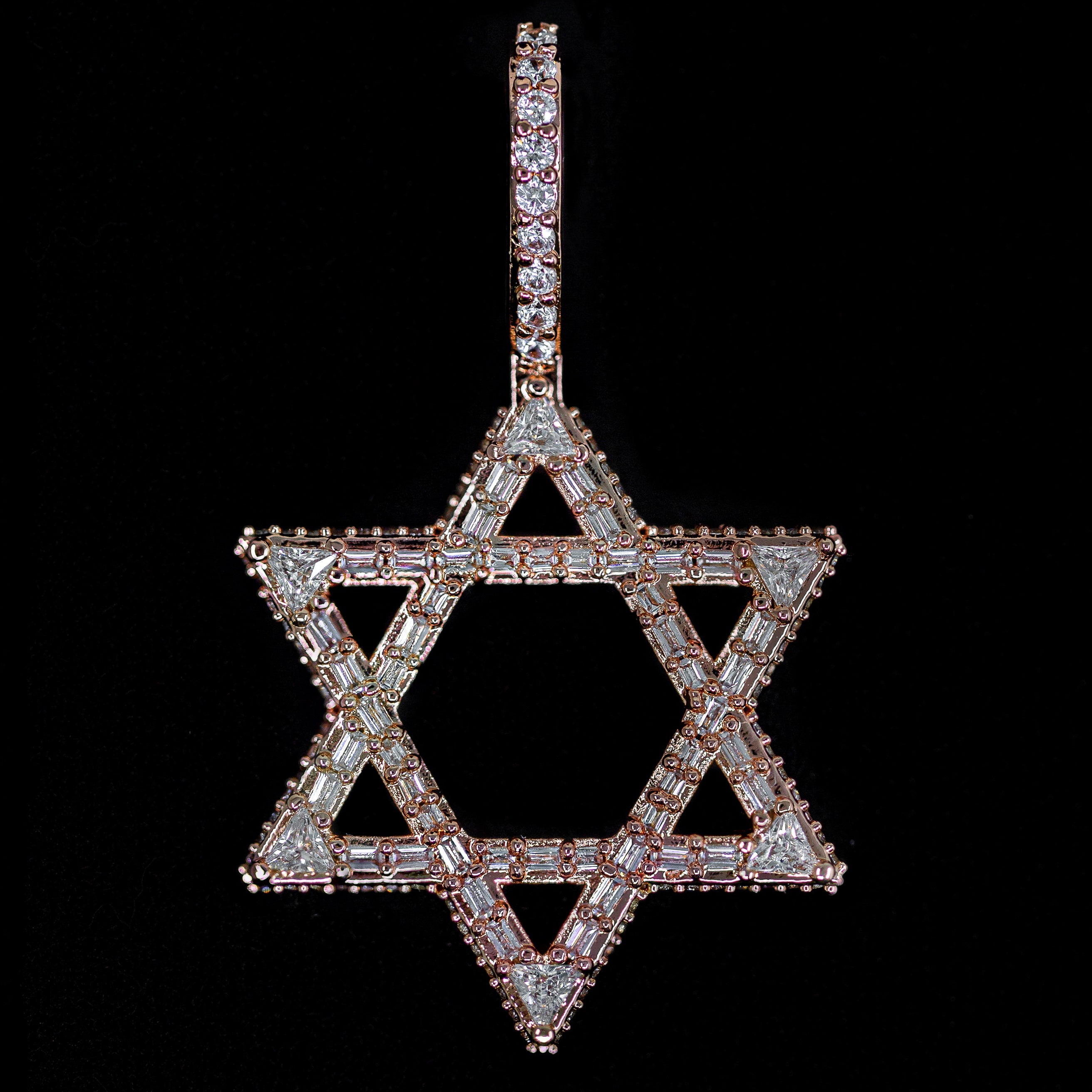 Iced Out Baguette Star of David in 18K Rose Gold