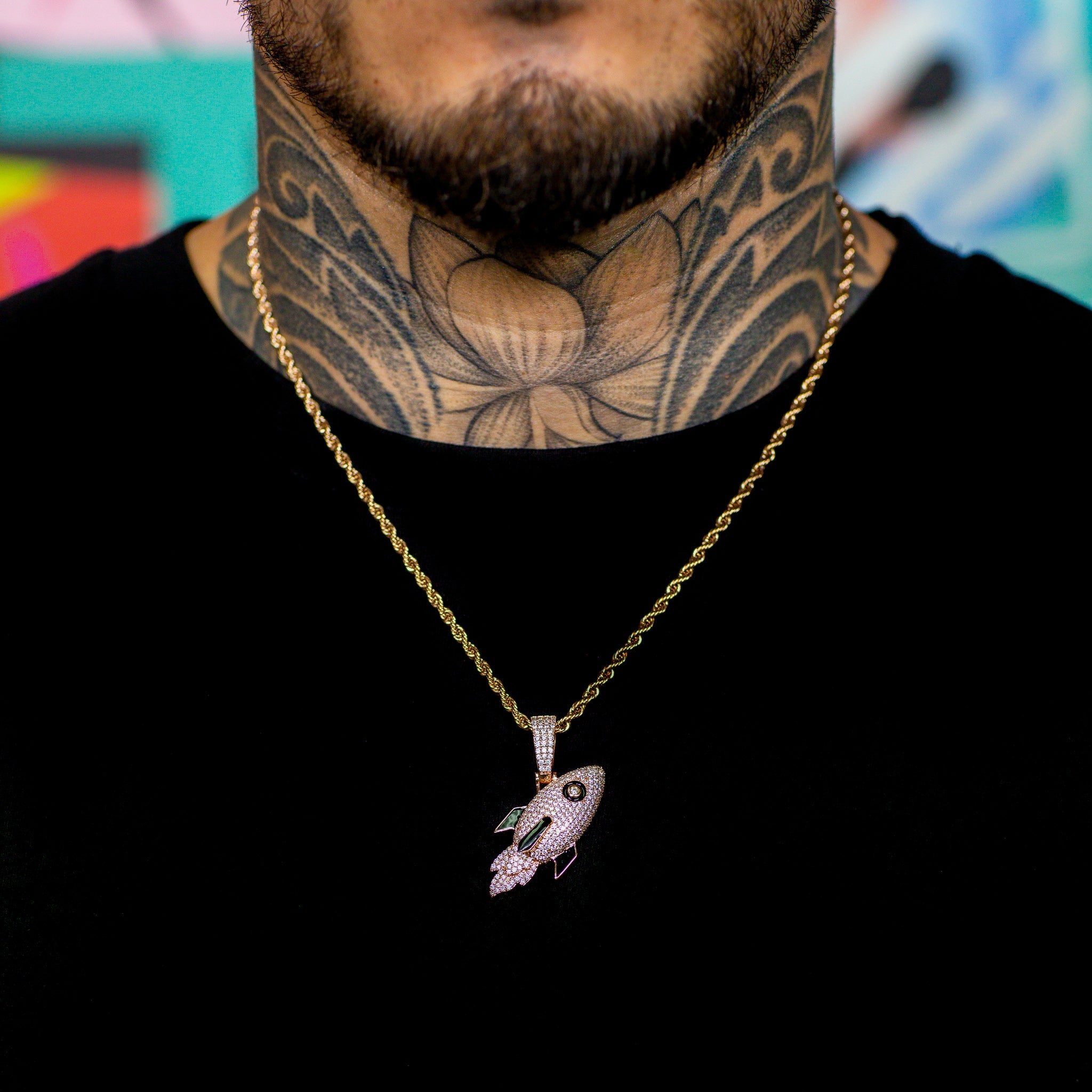 Iced Out Rocket in 18K Rose Gold
