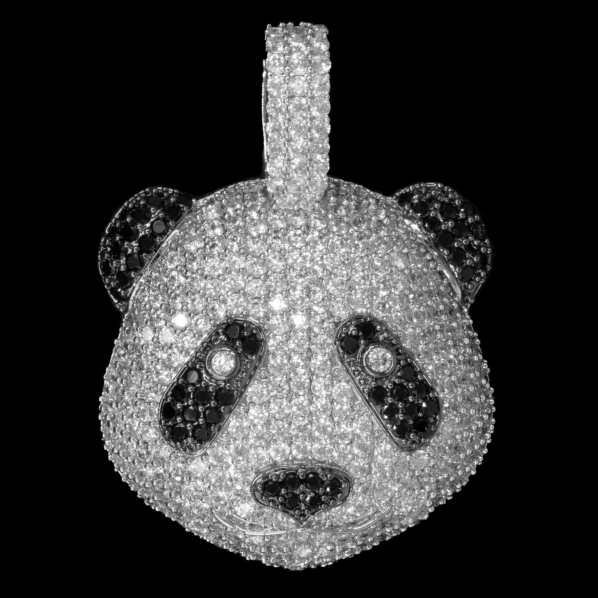 Iced Out Panda Pendant 18K White Gold