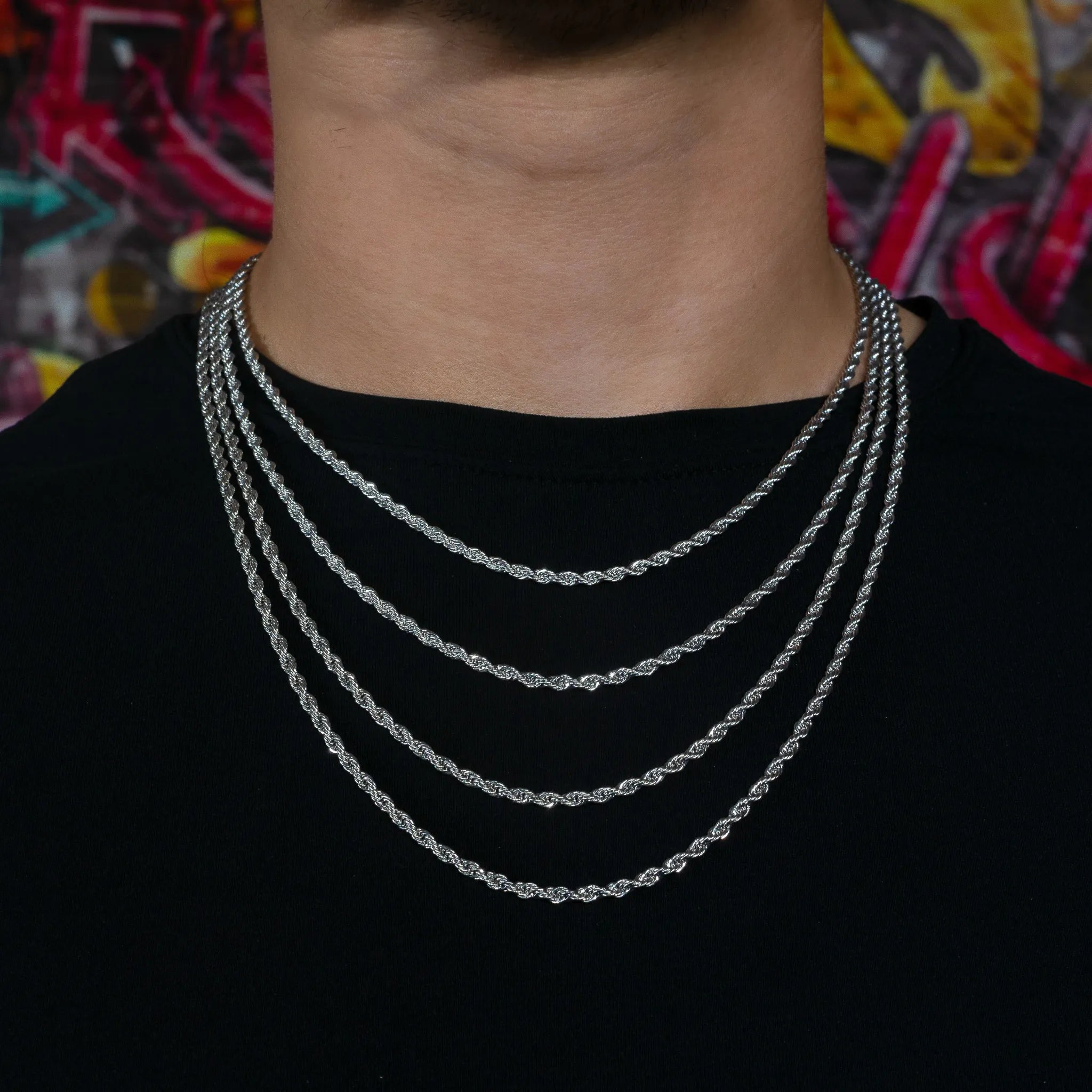 3mm Rope Chain in White Gold 28"
