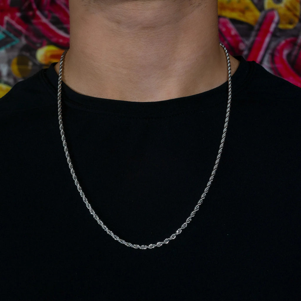 3mm Rope Chain in White Gold