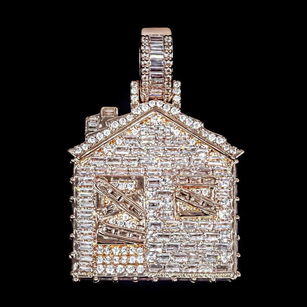 Iced Baguette Diamond Trap House - Rose Gold (view 4 of 4) · female-model