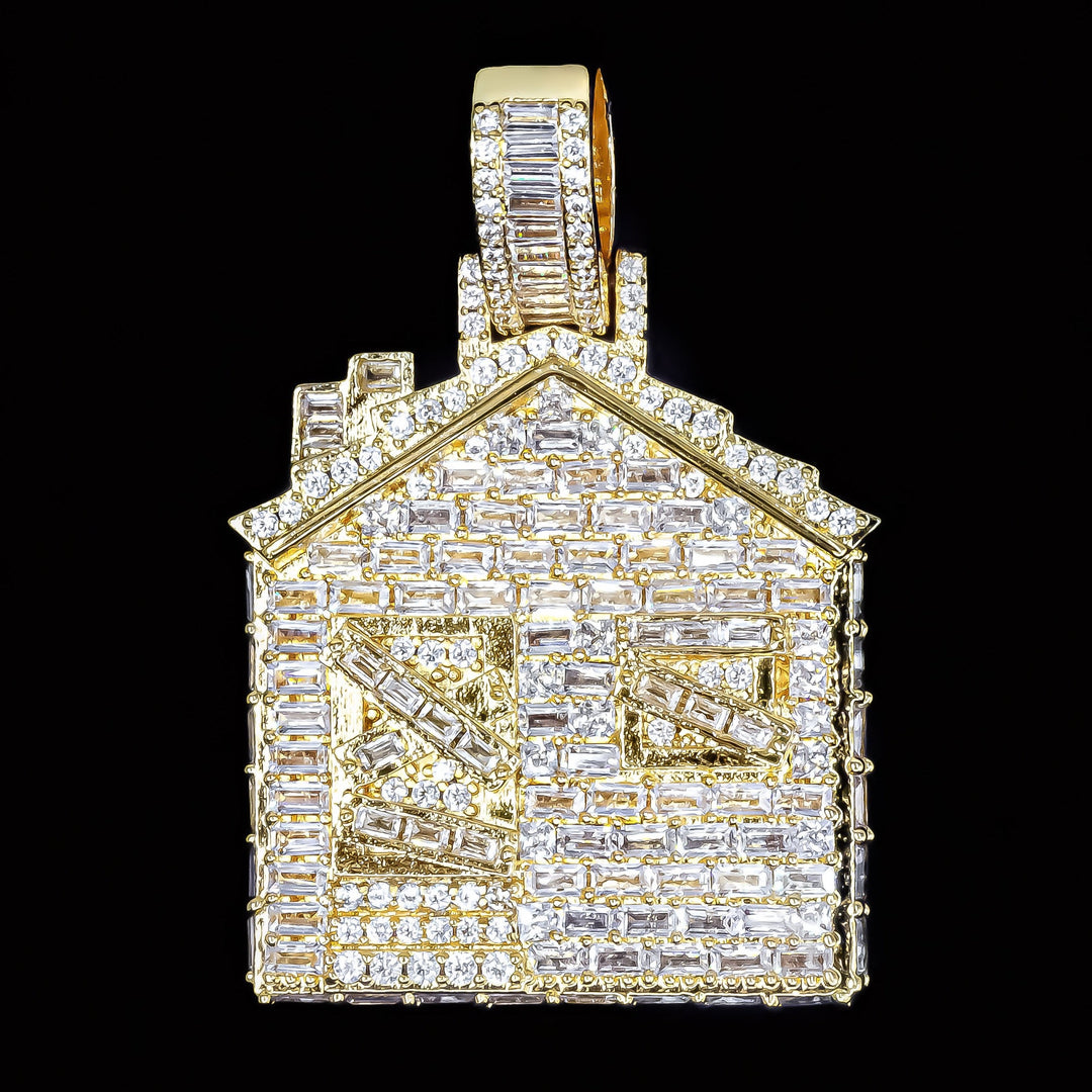 Iced Baguette Diamond Trap House - Yellow Gold (view 4 of 6) · female-model
