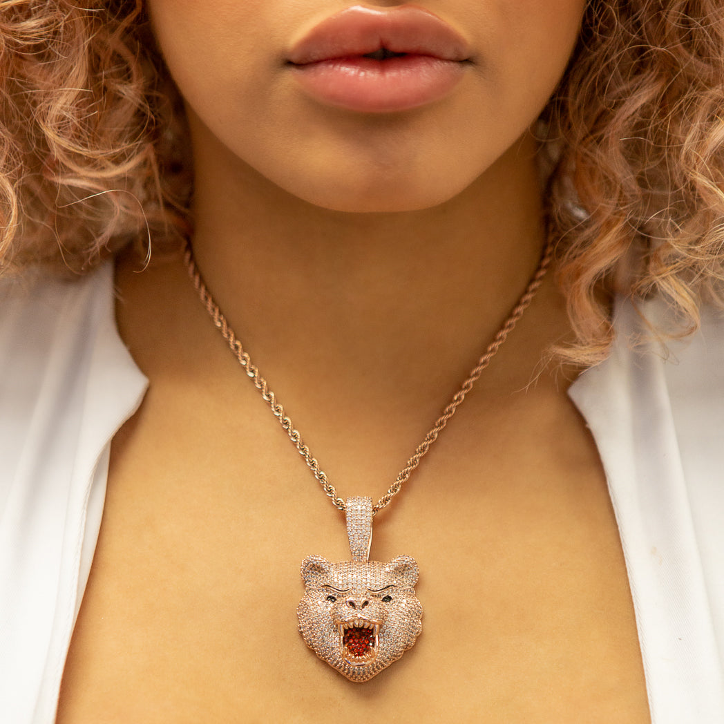 Iced Diamond Bear in Rose Gold | SKRT® · female-model