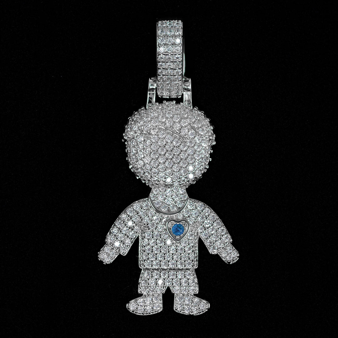 Diamond Boy Pendant in White Gold | SKRT® · female-model