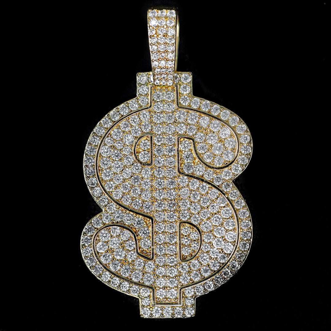 Diamond Dollar Sign in Yellow Gold | SKRT® · female-model