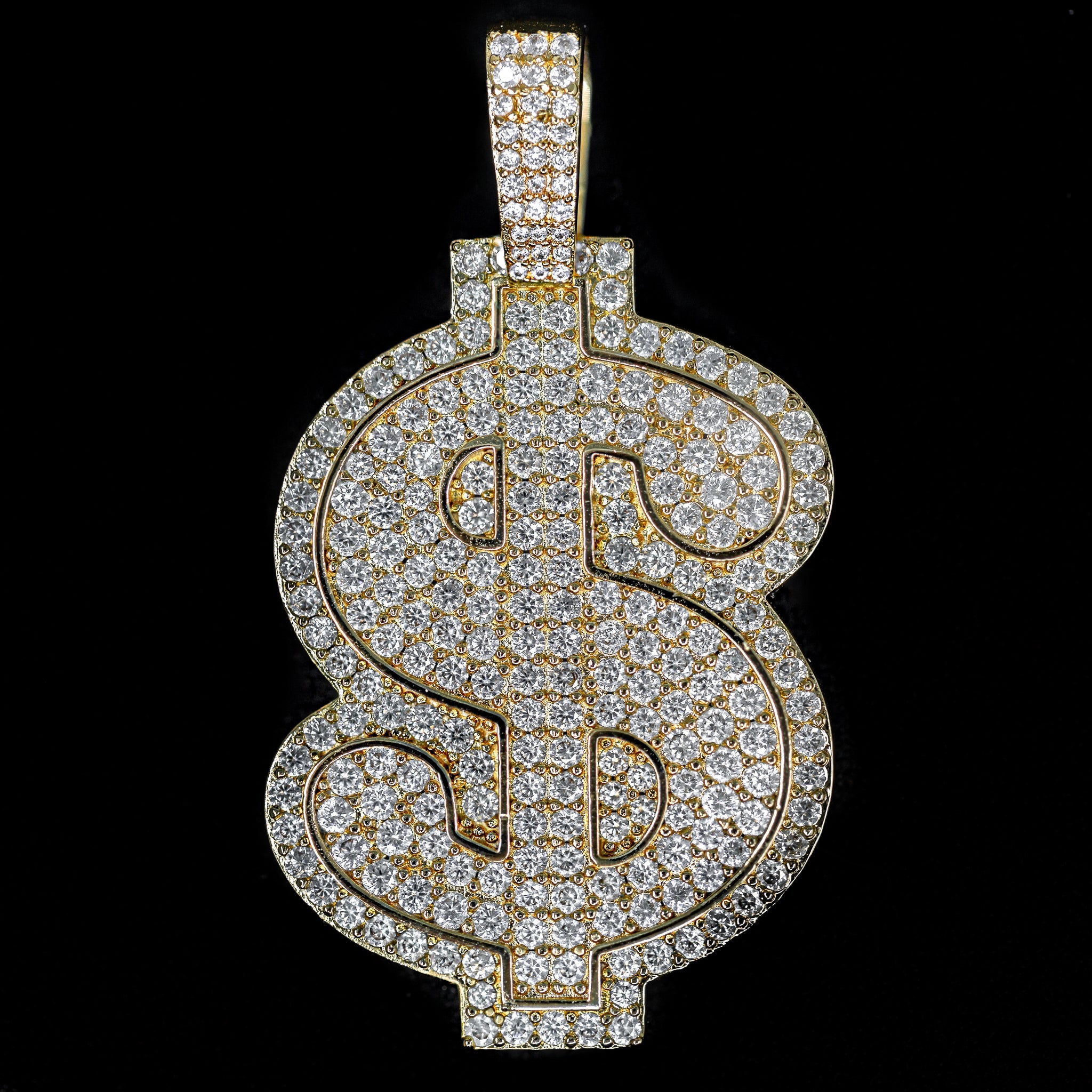 Diamond Dollar Sign in Yellow Gold | SKRT® · female-model