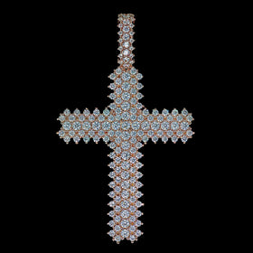 Diamond Flower Set Cross Pendant in Rose Gold
