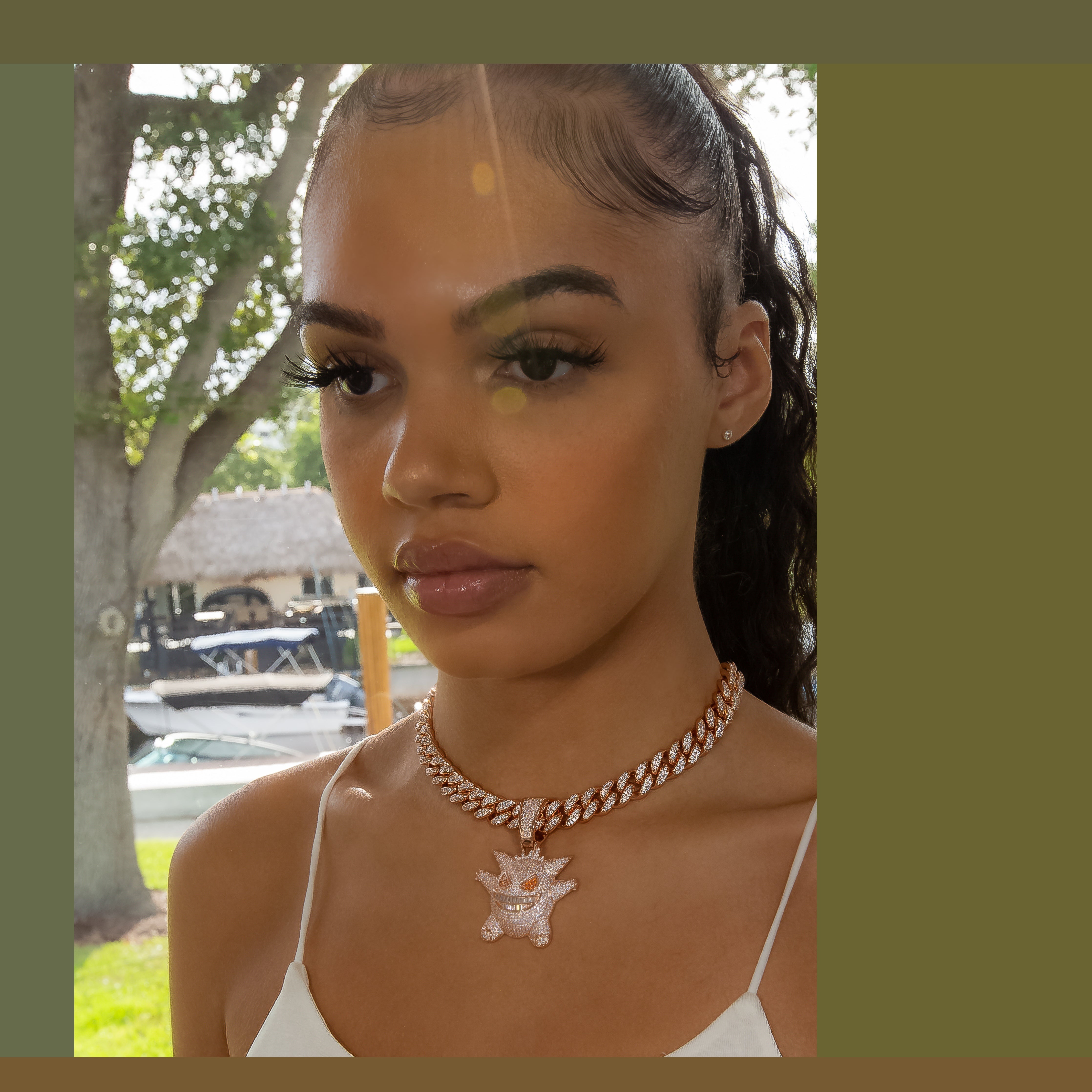 Diamond Gengar in 18K Rose Gold - product image · female-model