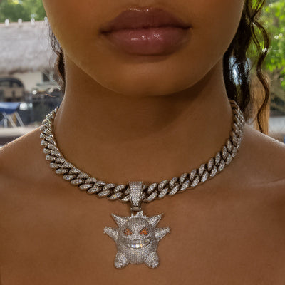 Iced Out Diamond Gengar - White Gold (view 10 of 10) · female-model