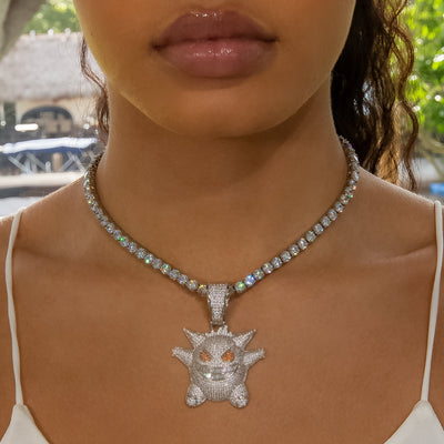 Iced Out Diamond Gengar - White Gold (view 3 of 10) · female-model
