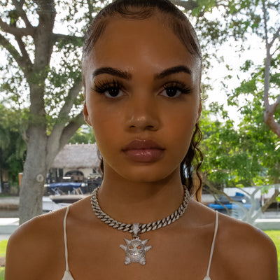Iced Out Diamond Gengar - White Gold (view 5 of 10) · female-model