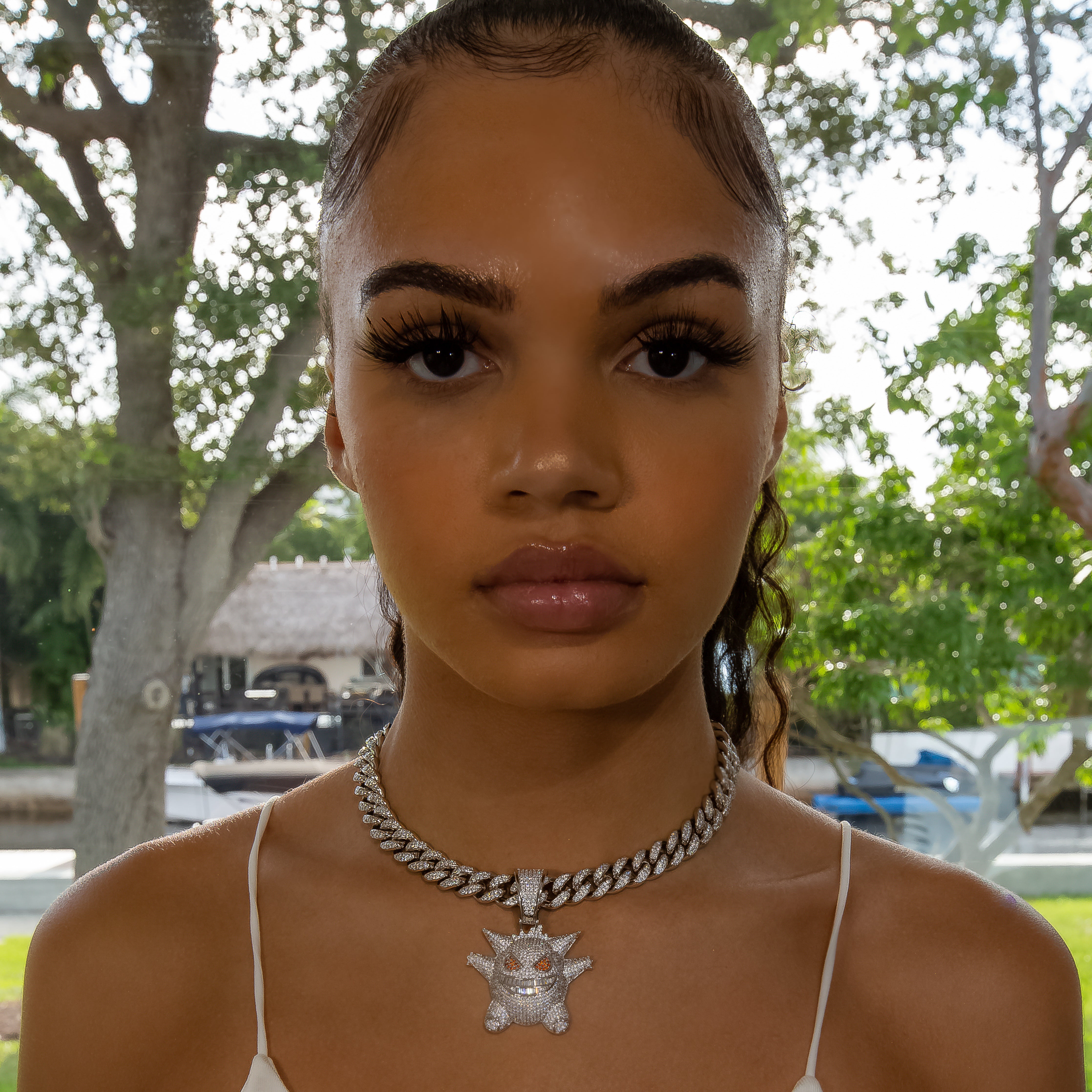Iced Out Diamond Gengar - White Gold (view 5 of 10) · female-model