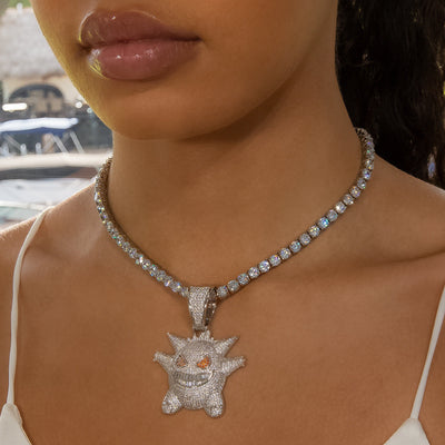 Iced Out Diamond Gengar - White Gold (view 6 of 10) · female-model