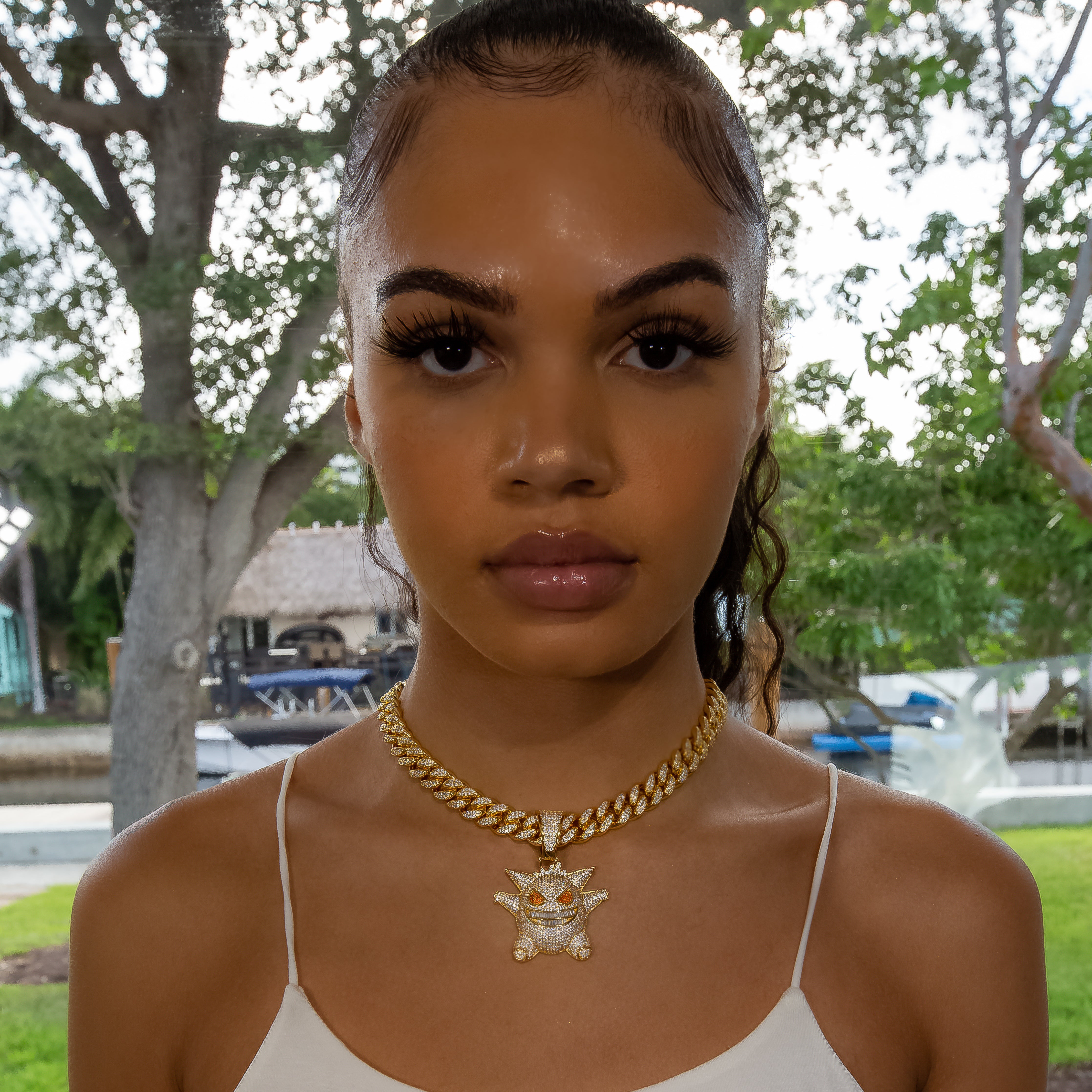 Iced Out Diamond Gengar - Yellow Gold (view 2 of 10) · female-model