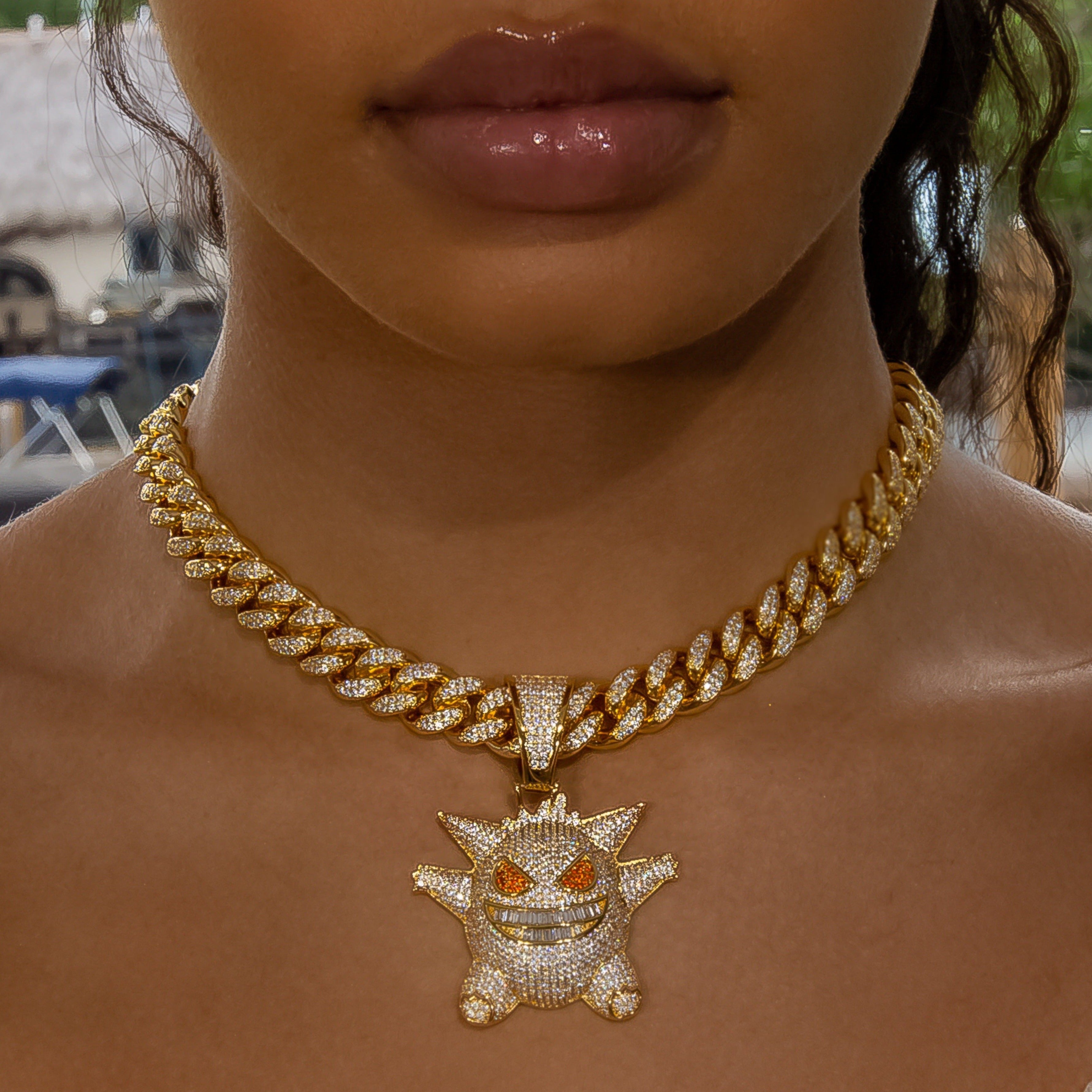 Iced Out Diamond Gengar - Yellow Gold (view 3 of 10) · female-model