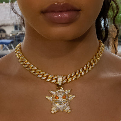 Iced Out Diamond Gengar - Yellow Gold (view 3 of 10) · female-model