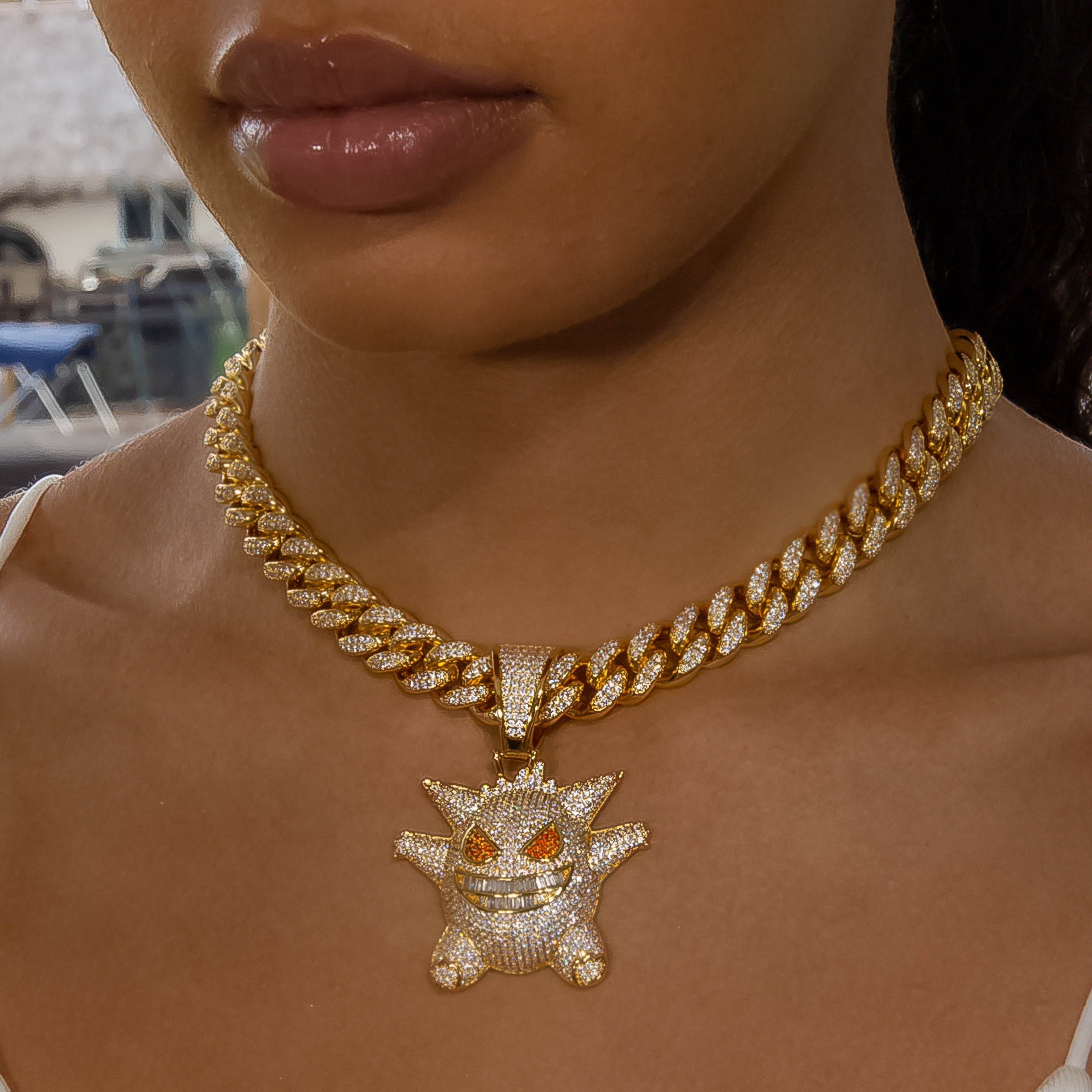 Iced Out Diamond Gengar - Yellow Gold (view 7 of 10) · female-model