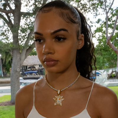 Iced Out Diamond Gengar - Yellow Gold (view 9 of 10) · female-model