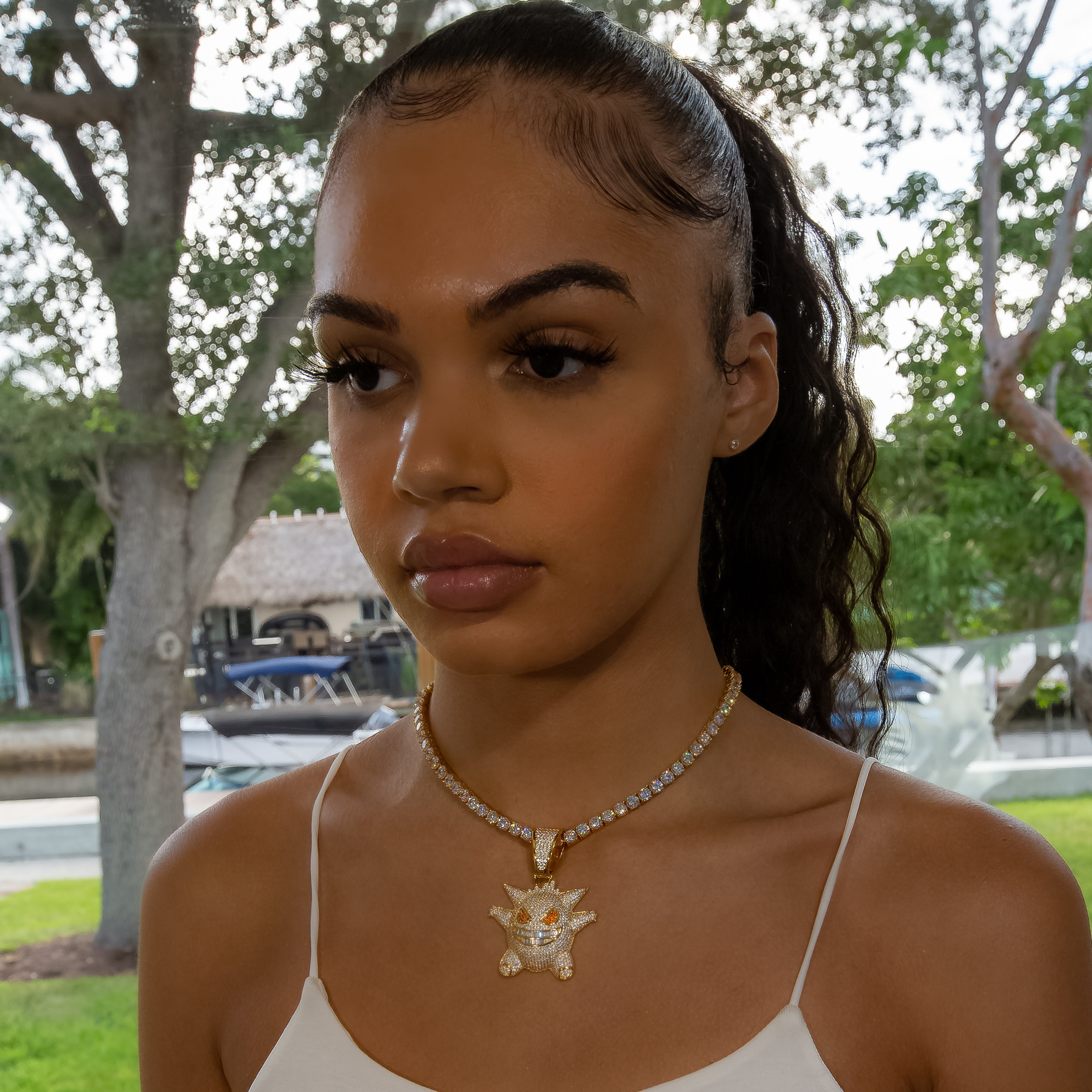 Iced Out Diamond Gengar - Yellow Gold (view 9 of 10) · female-model