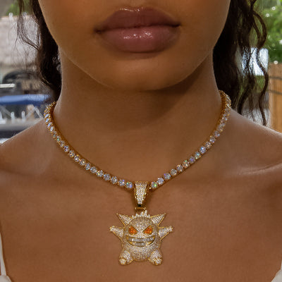 Iced Out Diamond Gengar - Yellow Gold in 18K Yellow Gold | SKRT® · female-model