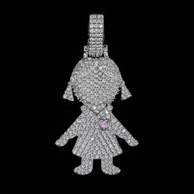 Diamond Girl / Daughter Pendant in White Gold
