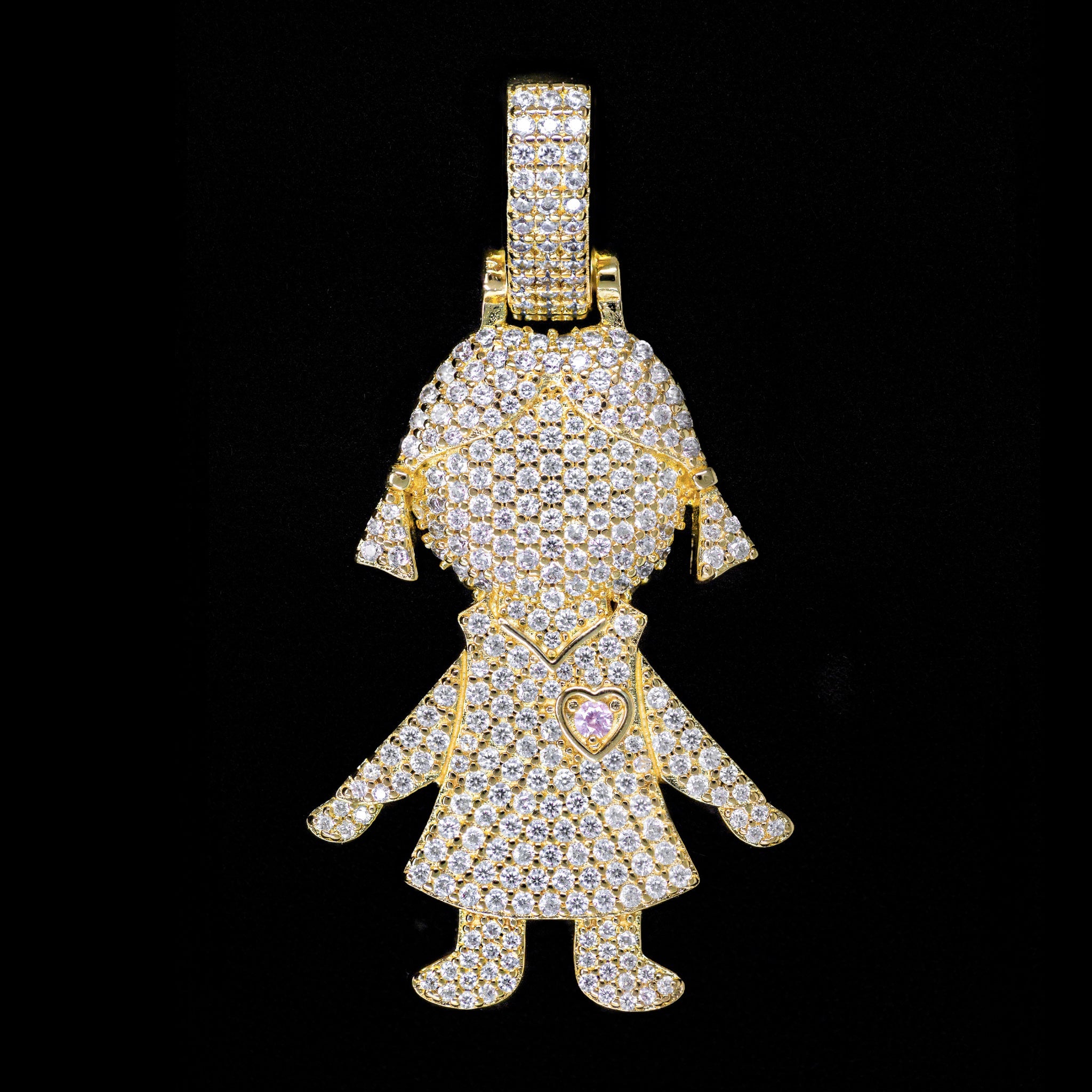 Diamond Girl / Daughter Pendant in Yellow Gold | SKRT® · female-model